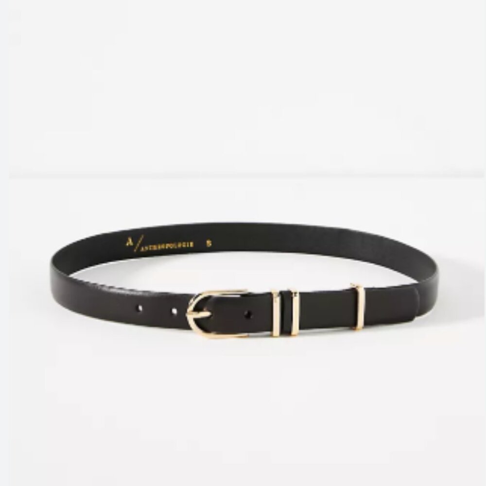 Anthropologie Black Belt with Gold Buckle